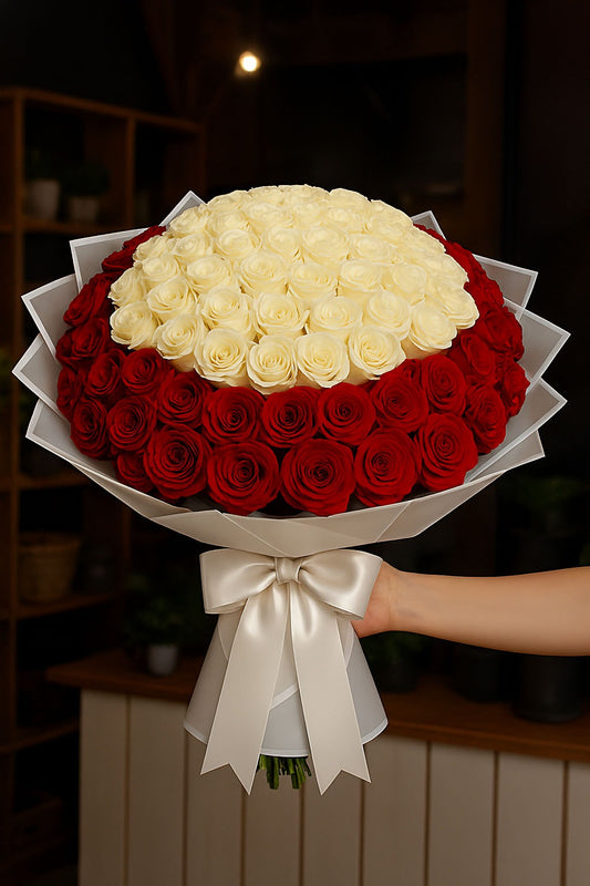 White in red